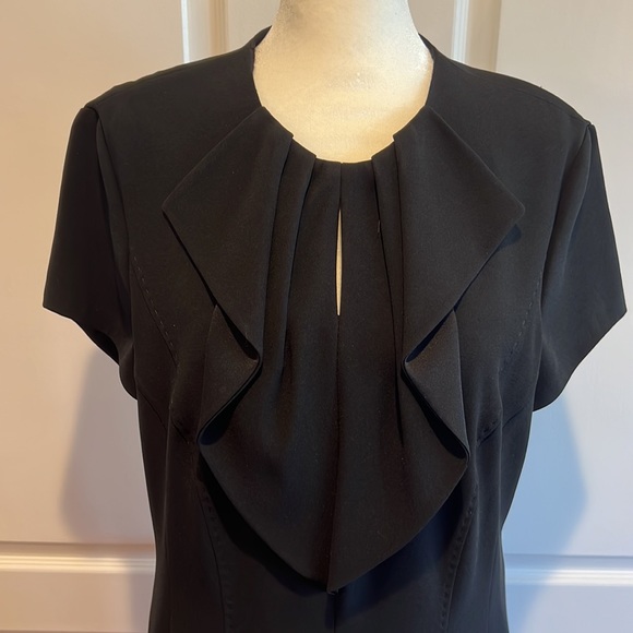 BASLER RUFFLE NECK BLACK DRESS - Picture 2 of 9